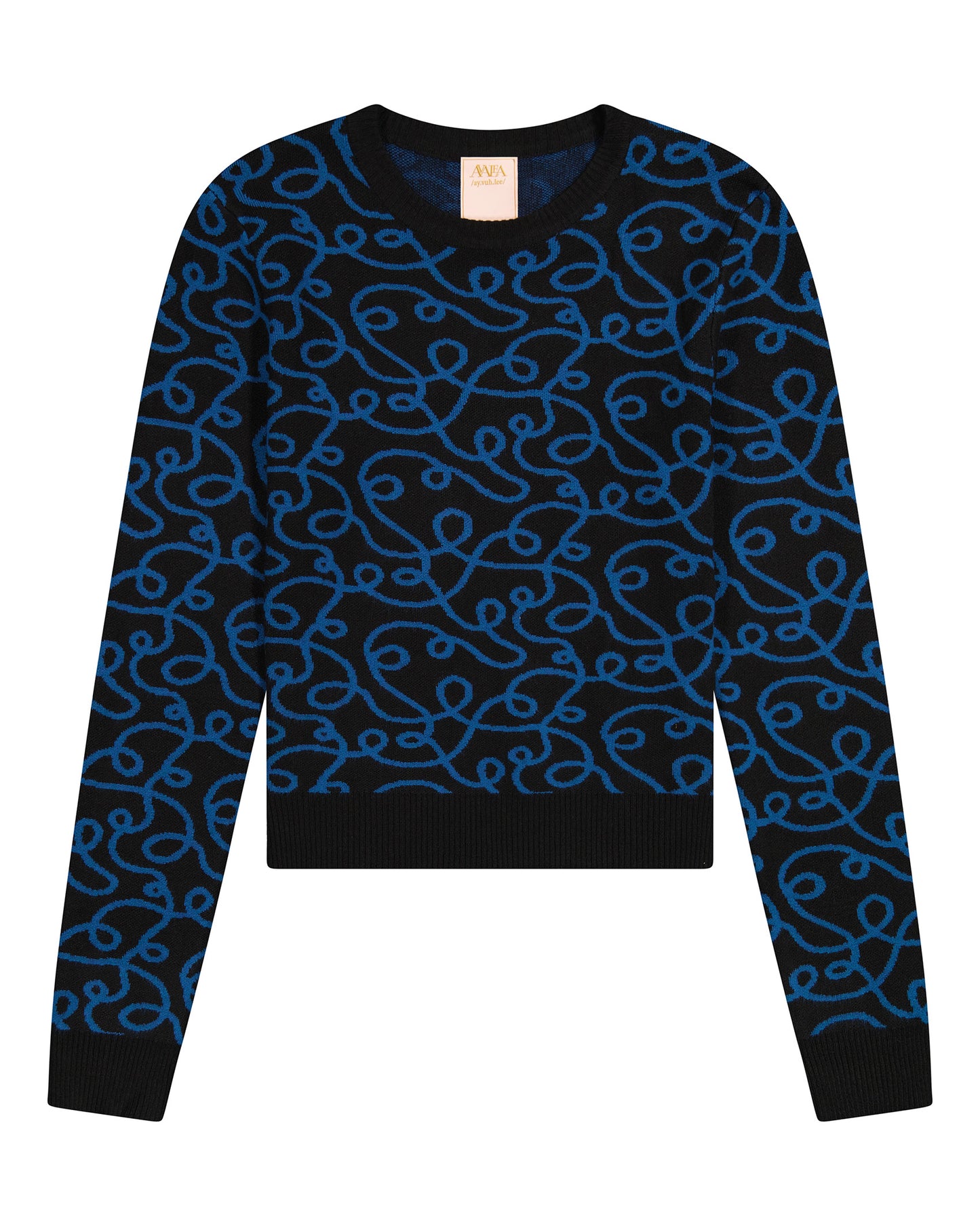 Squiggle Printed Crop Sweater