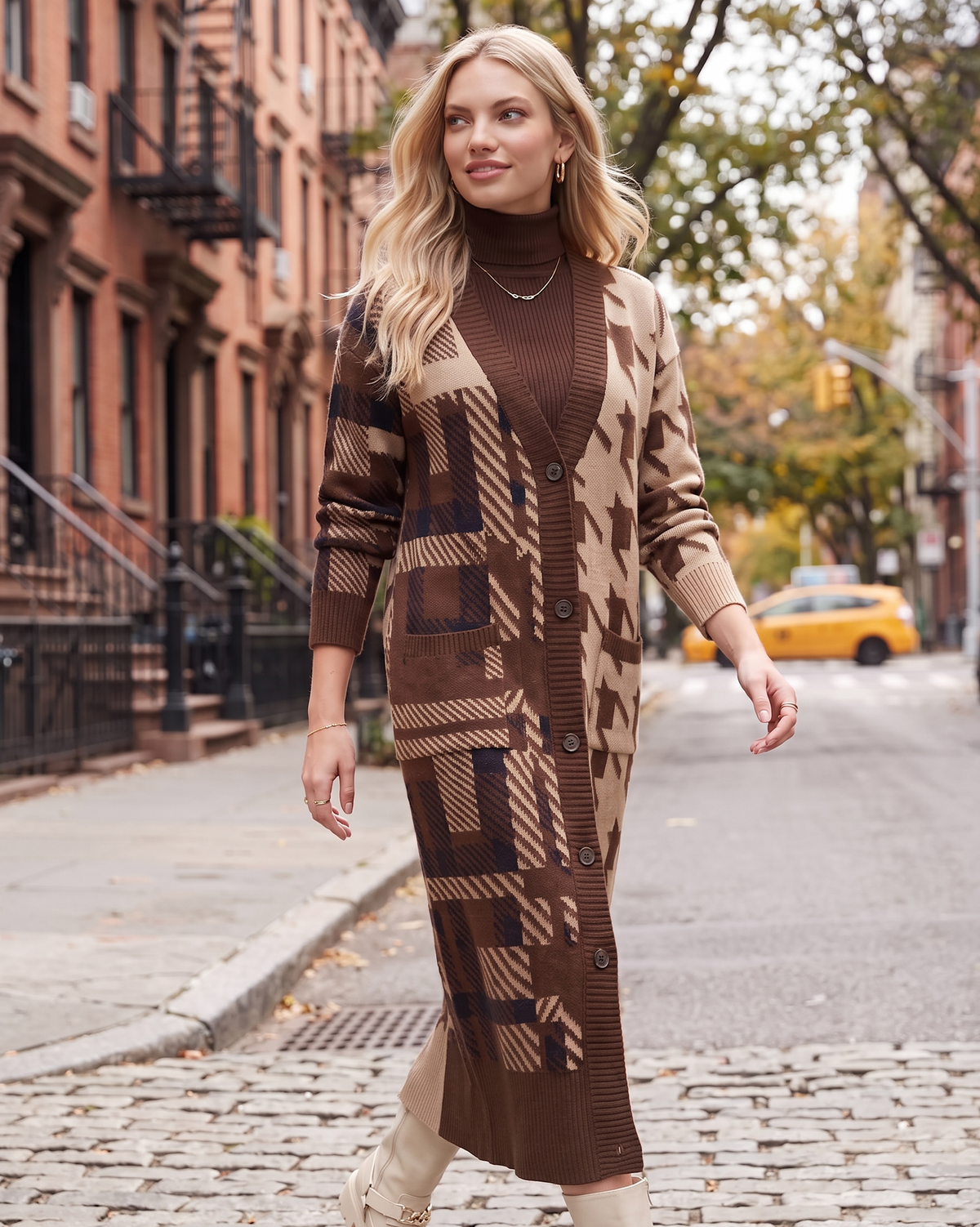 Deep Neck Cardigan Dress