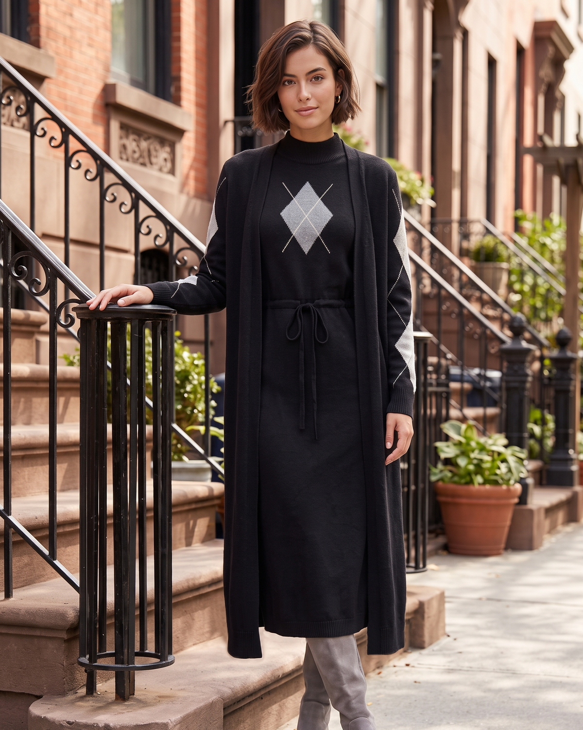 Pull Dress and Long Cardigan Duo