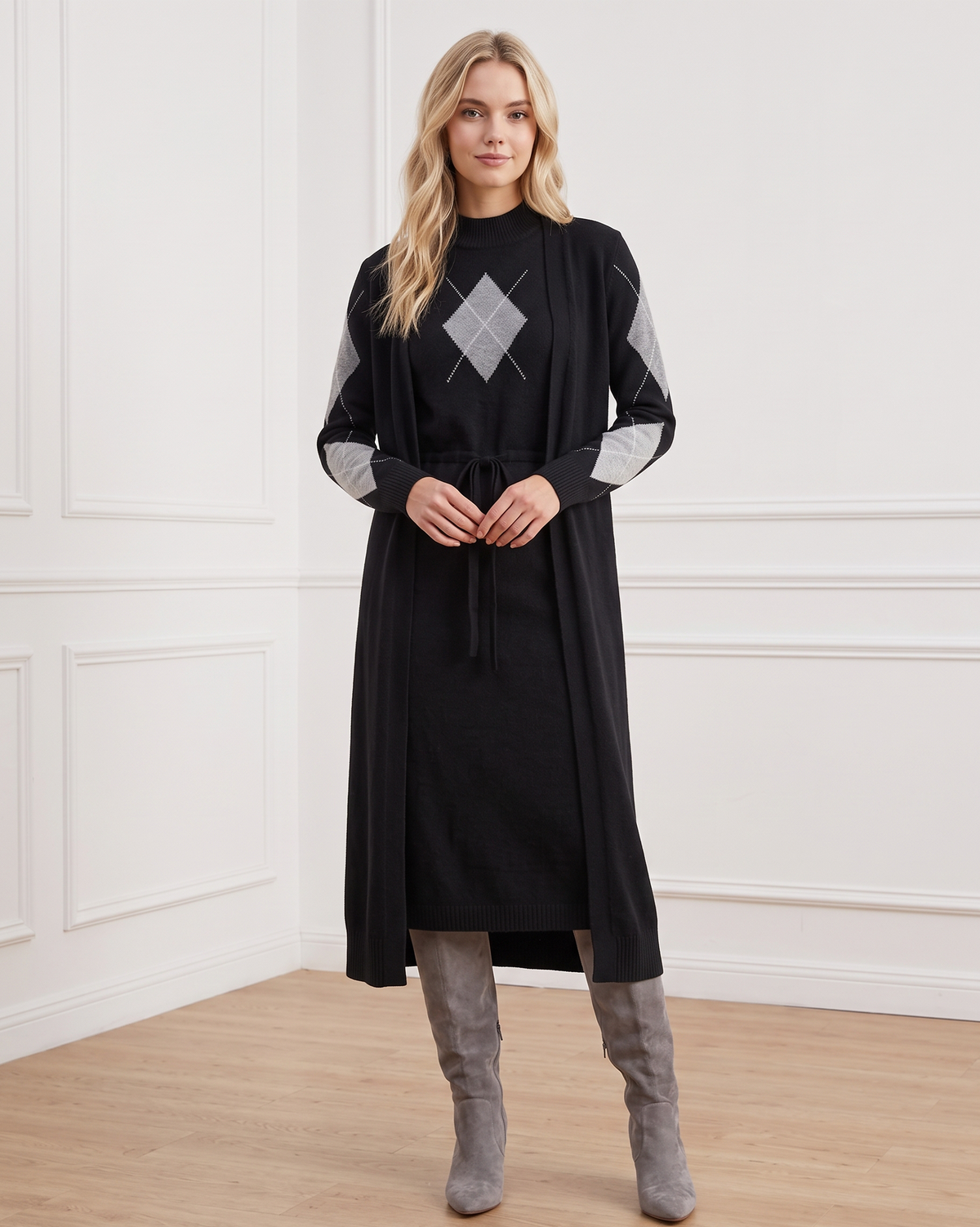 Pull Dress and Long Cardigan Duo
