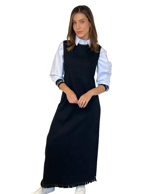 Frayed Denim Maxi Dress
